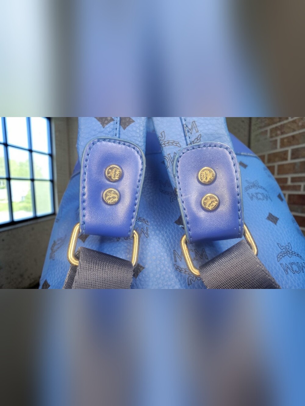 MCM Stark Studded Backpack In Vibrant Blue Visetos Coated Canvas - Picture 15 of 16